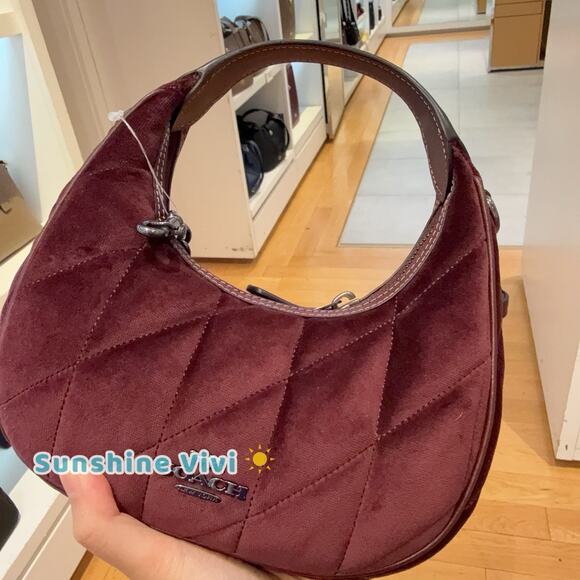 NWT Coach Carmen Mini Crossbody Bag Organic Cotton Quilting CCE61 Burgundy - Picture 5 of 7